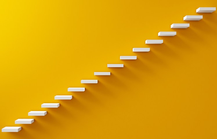 white steps on yellow